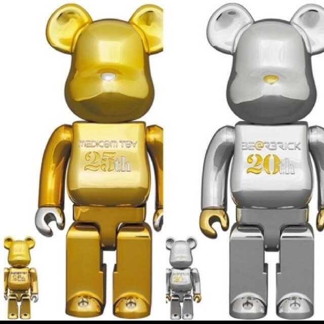 MEDICOM TOY(メディコムトイ)のBE@RBRICK 20th 25th 100%&400% 2色セット エンタメ/ホビーのフィギュア(その他)の商品写真