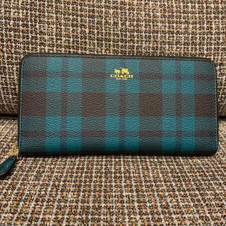 コーチ(COACH)のショップバック・箱付き　コーチ　長財布　緑チェック(長財布)