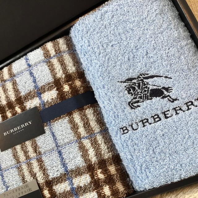 BURBERRY 新品 バーバリーフェイスタオルノバチェックブルー西川リビング