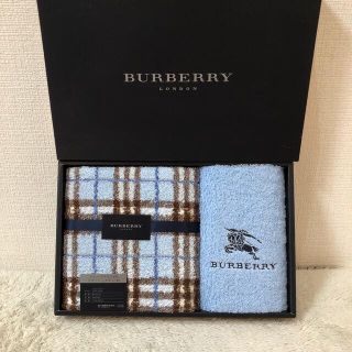 バーバリー(BURBERRY)のBURBERRY 新品 バーバリーフェイスタオルノバチェックブルー西川リビング(タオル/バス用品)