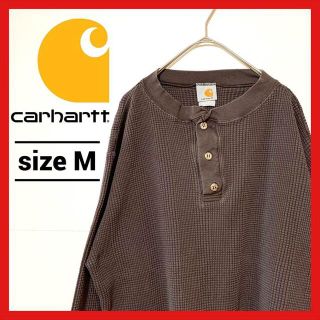 カーハート(carhartt)の90s 古着 カーハート ロンT ヘンリーネック 刺繍ロゴ ゆるダボ M(Tシャツ/カットソー(七分/長袖))