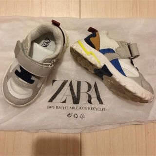 ザラキッズ(ZARA KIDS)のZARA KIDS スニーカー　グレージュ　バイカラー  カラフル　12.5(スニーカー)