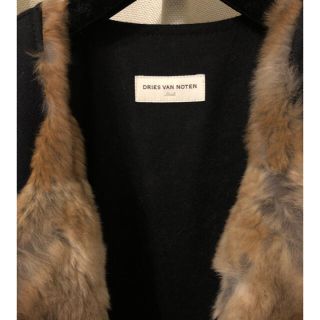 dries van noten ラビットファー ベスト レザー コート