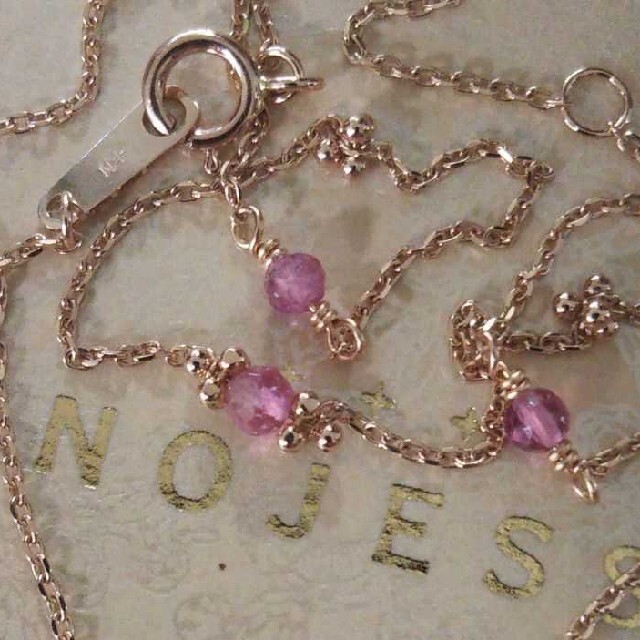 ノジェス K10 ネックレス 天然石 ピンク ゴールドビーズ デザイン 美品