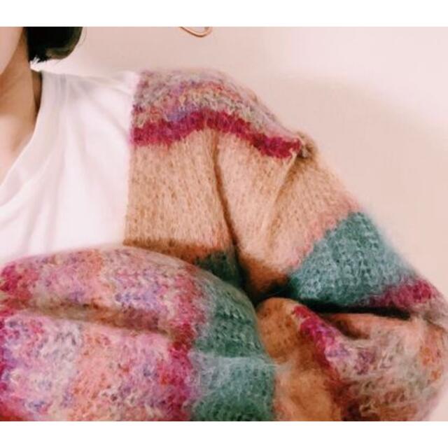 トップスPERVERZE  Stripe Mohair Wide Cardigan