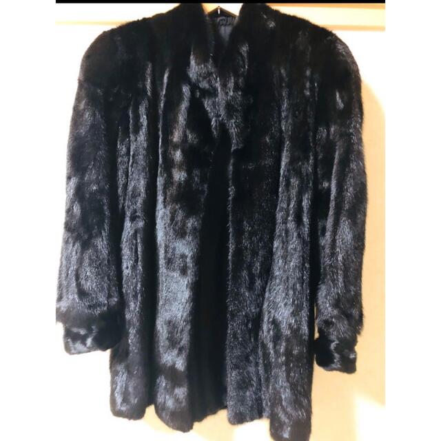 ミンクコート 毛皮 黒 高級 本物 100% セミロング 毛皮コートの通販 by