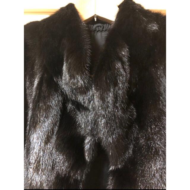 ミンクコート　毛皮　黒　高級　本物　100% セミロング 毛皮コート