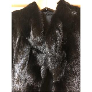 ミンクコート 毛皮 黒 高級 本物 100% セミロング 毛皮コートの通販