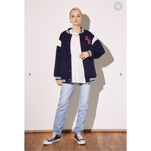 ALEXIA STAM(アリシアスタン)のALEXIA STAM✨Logo Varsity Jacket Navy レディースのジャケット/アウター(スタジャン)の商品写真