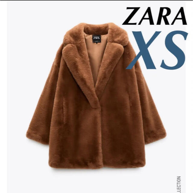 ジャケット/アウターZARA フェイクファーコート ダークブラウン