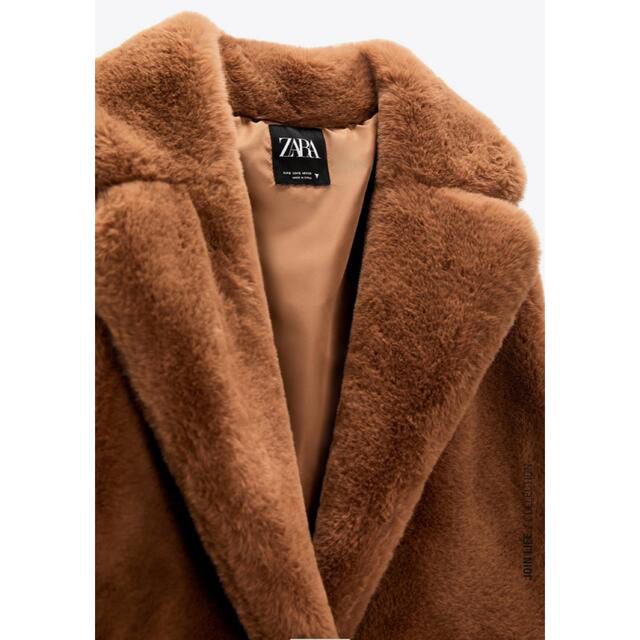 ZARA(ザラ)のZARA フェイクファーコート ダークブラウン レディースのジャケット/アウター(毛皮/ファーコート)の商品写真