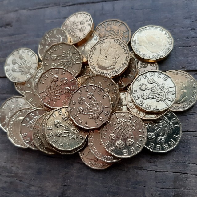 50枚セット 英国 3ペニーコインイギリス 3ペンス1937年~1952年