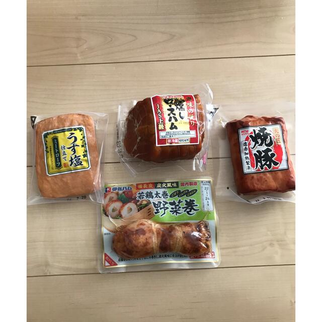 焼豚、燻しロースハム、若鶏太巻野菜巻、うす塩ミートローフ 食品/飲料/酒の加工食品(その他)の商品写真