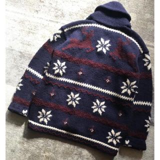 ラルフローレン(Ralph Lauren)の超レア 圧巻のデザイン 90's ラルフローレン 雪柄 トナカイ柄 ニットガウン(カーディガン)