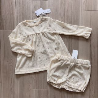 フタフタ(futafuta)のネネン ワッフル花柄セットアップ サイズ90(Tシャツ/カットソー)