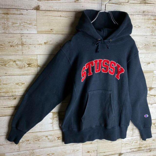 超希少】 STUSSY アーチロゴ入りパーカー パイル刺繍ロゴ 入手 超希少】 STUSSY アーチロゴ入りパーカー パイル刺繍ロゴ 入手