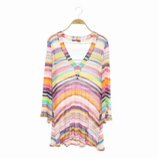 ミッソーニ(MISSONI)のミッソーニ ボーダー透かし編みフレアニット セーター Vネック 薄手 長袖(ニット/セーター)