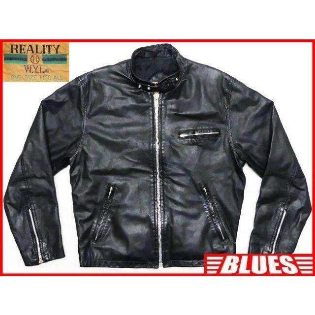レザー ライダース ジャケット メンズ L 黒 シングル 革ジャン 本革