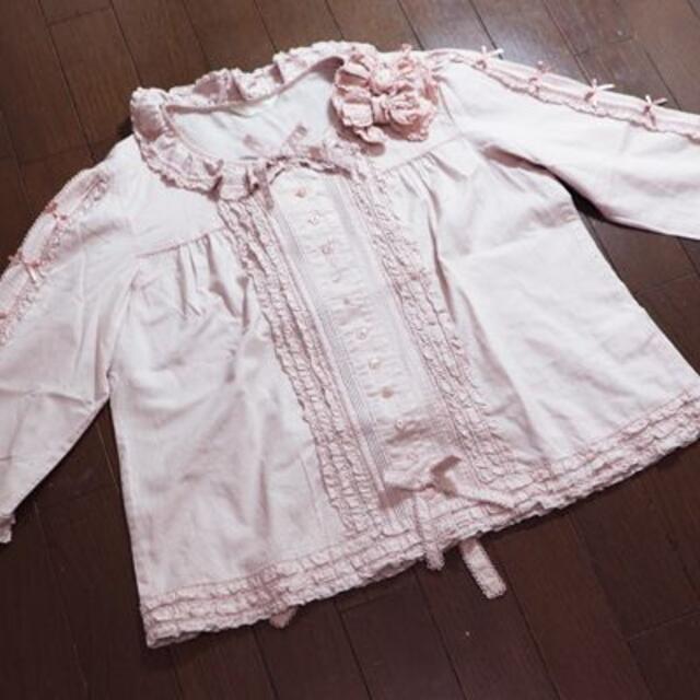PINK HOUSE - くまさんピンクハウスサテンリボン付き綿ローンのピコフリルブラウス