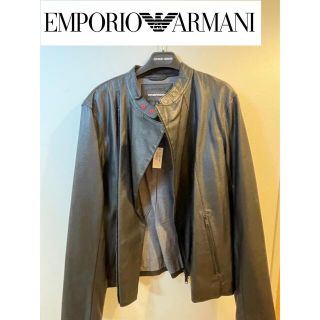 エンポリオアルマーニ(Emporio Armani)の【美品】エンポリオアルマーニ　レザーライダースジャケット　サイズ52 (レザージャケット)