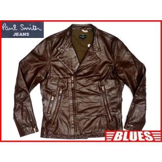 ポールスミス(Paul Smith)のポールスミス レザー ライダース ジャケット メンズ L 茶 ダブル 本革(レザージャケット)