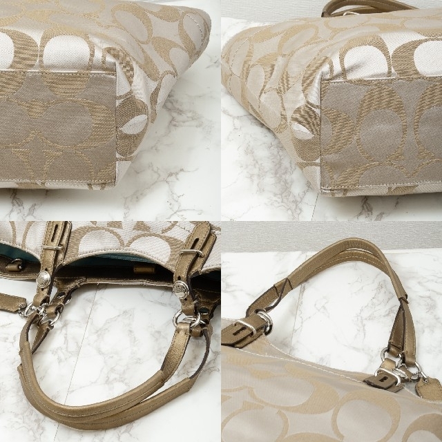 【美品】COACH(コーチ)シグネチャー 2way サテントートバッグ!