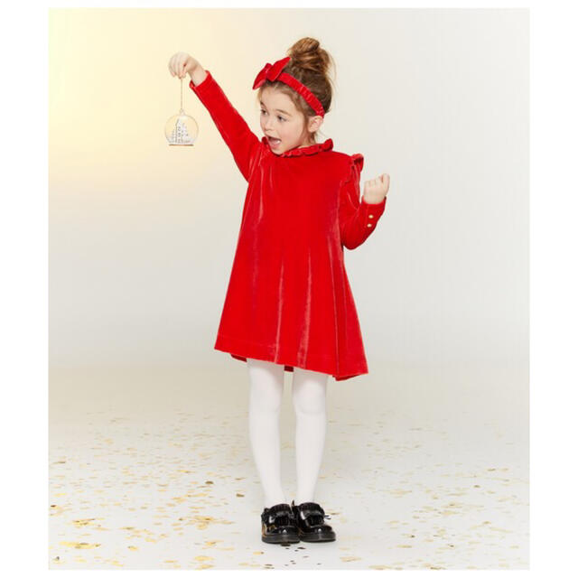 PETIT BATEAU(プチバトー)の【PETIT BATEAU】新品　ベロアレッドドレス　ワンピース　6ans キッズ/ベビー/マタニティのキッズ服女の子用(90cm~)(ワンピース)の商品写真