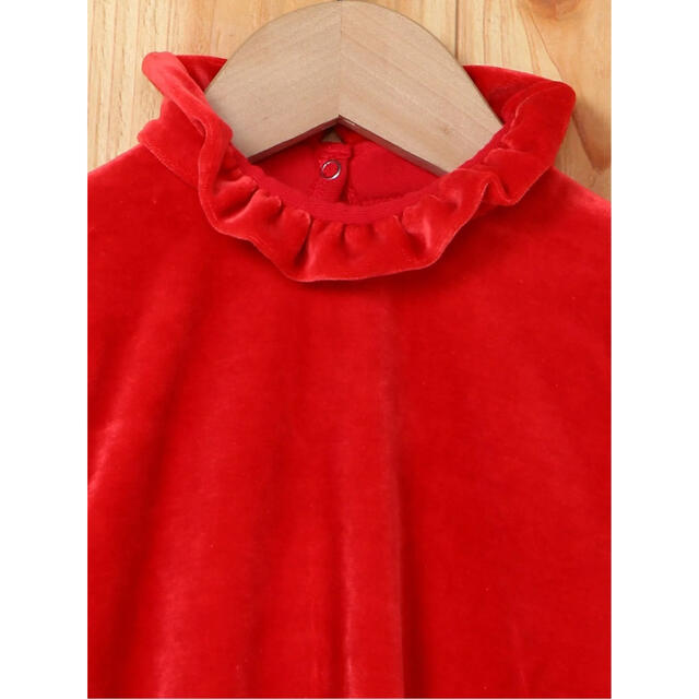 PETIT BATEAU(プチバトー)の【PETIT BATEAU】新品　ベロアレッドドレス　ワンピース　6ans キッズ/ベビー/マタニティのキッズ服女の子用(90cm~)(ワンピース)の商品写真