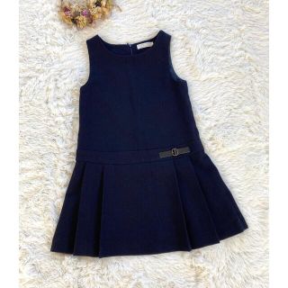 ザラキッズ(ZARA KIDS)のZARA ウール　ワンピース　ザラ　128cm 秋冬　濃紺　ジャンパースカート(ワンピース)