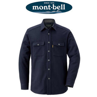 モンベル(mont bell)の[新品] モンベル ウール マウンテンシャツ Men's L ブラックネイビー(シャツ)