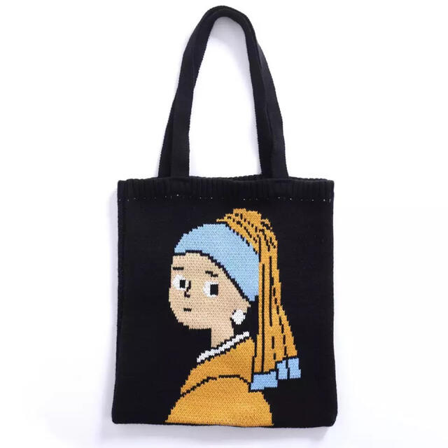 ☆期間限定☆✳︎Knitトートバック✳︎ 真珠の耳飾りの少女 レディースのバッグ(トートバッグ)の商品写真