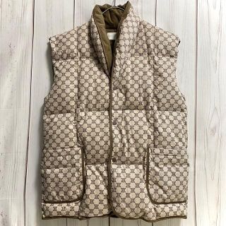 セリーヌ(celine)の【希少】CELINE マカダム 総柄 ダウンベスト カーキ ユニセックス L(ダウンジャケット)