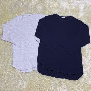 ジーユー(GU)の【kochira924様専用】GU ワッフルクルーネックTシャツ2点セット(Tシャツ(長袖/七分))