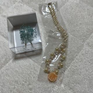 ドライフラワーピアス、パールネックレス(ピアス)