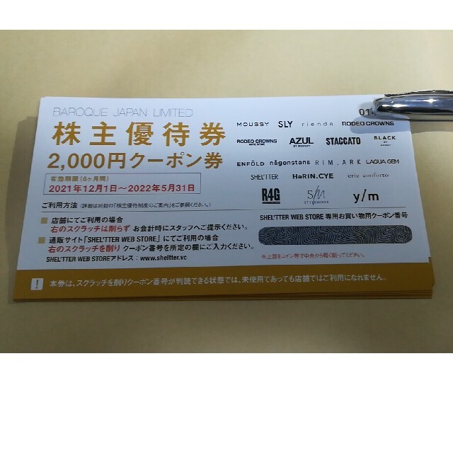 メーカー直配送 最新 バロック 株主優待14000円分 diadelsur.com