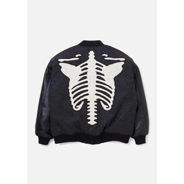 NEIGHBORHOOD(ネイバーフッド)のL NEIGHBORHOOD VIRSITY JACKET BONE BLACK メンズのジャケット/アウター(スタジャン)の商品写真