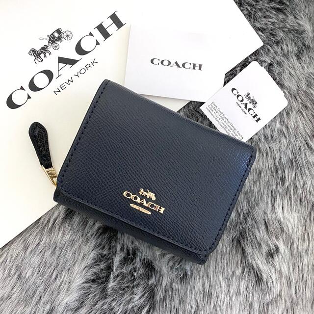 COACH 折り財布 新品 ミッドナイトネイビー 新作 レザー メンズ