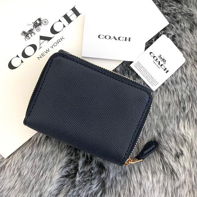 新品☆COACH(コーチ) メンズ ミッドナイトブルー レザー 折り財布 3