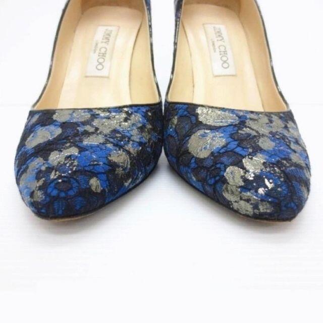 JIMMY CHOO(ジミーチュウ)の激レアモデル 美品 JIMMY CHOO 35 総レース ブルー系パンプス レディースの靴/シューズ(ハイヒール/パンプス)の商品写真