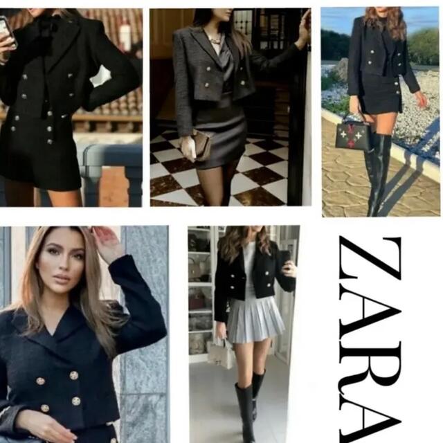 ZARA(ザラ)のZARA テクスチャー素材クロップド丈ブレザー 金ボタン レディースのジャケット/アウター(テーラードジャケット)の商品写真