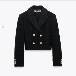 ZARA 新品 テクスチャー素材クロップド丈ブレザー-