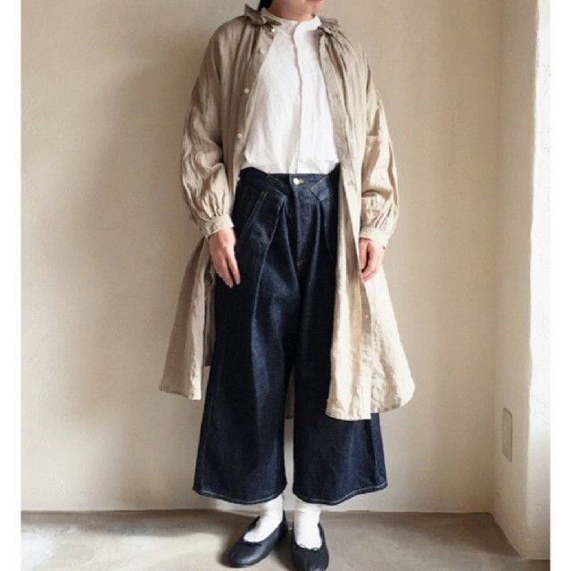 【美品】ネストローブ/nest Robe 長袖シャツ ブラウス　ラミー　ペプラム