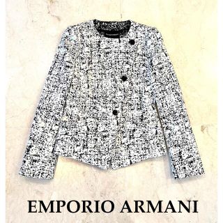 エンポリオアルマーニ(Emporio Armani)の新品　EMPORIO ARMANI エンポリオアルマーニ　モノトーン　ジャケット(ノーカラージャケット)