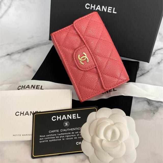 【美品☆】25番CHANEL ミニウォレットキャビアスキン / ピンク