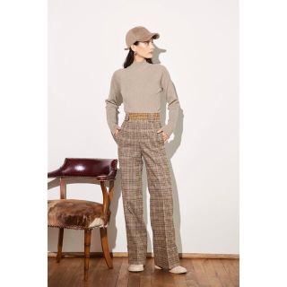 アリシアスタン(ALEXIA STAM)のALEXIASTAM Contrast Plaid Pants Beige(カジュアルパンツ)