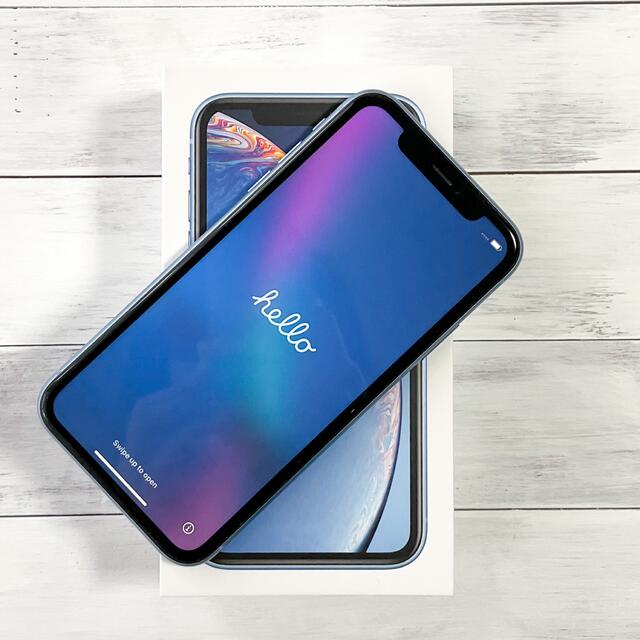 iPhone(アイフォーン)のアップル iPhone XR 64GB ブルー SIMフリー カバー/ガラス付き スマホ/家電/カメラのスマートフォン/携帯電話(スマートフォン本体)の商品写真