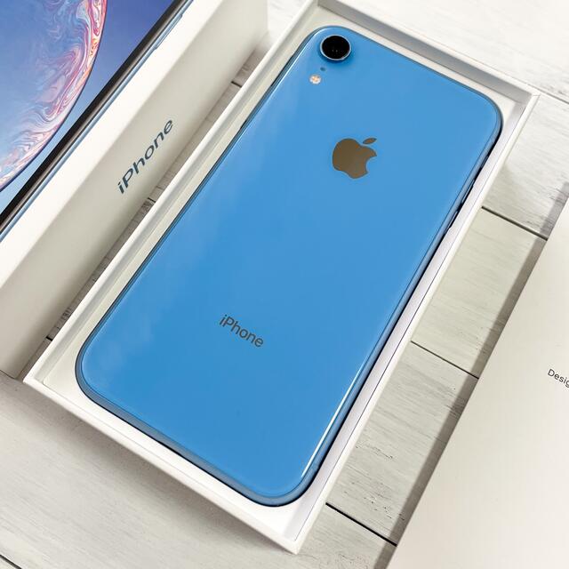 iPhone(アイフォーン)のアップル iPhone XR 64GB ブルー SIMフリー カバー/ガラス付き スマホ/家電/カメラのスマートフォン/携帯電話(スマートフォン本体)の商品写真