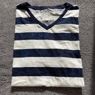 ギャップ(GAP)のGAP Vネック半袖Tシャツ　ボーダー　白×紺(Tシャツ/カットソー(半袖/袖なし))