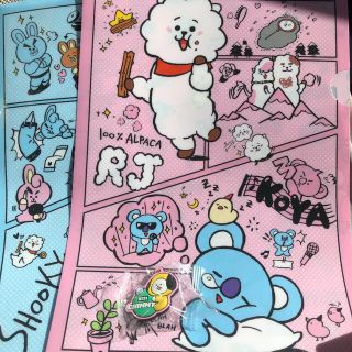 くら寿司 bt21 オリジナルラバーマスコット、クリアファイル 2点計3点セット(キャラクターグッズ)