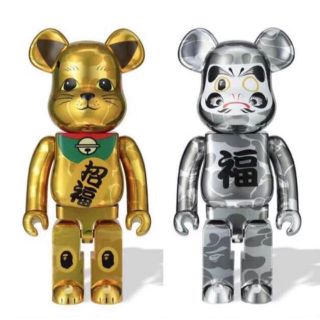 メディコムトイ(MEDICOM TOY)のBE@RBRICK BAPE 招き猫 金メッキ&達磨 銀メッキ 1000%(その他)